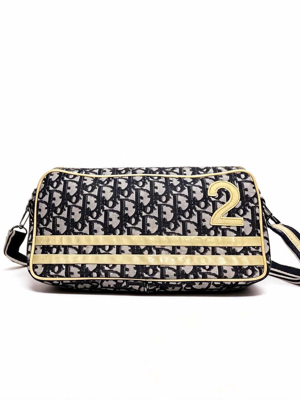 Dior Black & Yellow Oblique Canvas Crossbody with Number 2 Patch